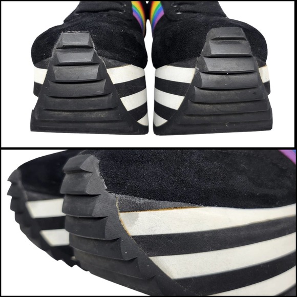 Charla Tedrick Dolls Kill Shoes 6 Black Rainbow Striped Platform Sneakers LGBTQ - Picture 3 of 12
